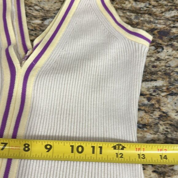 Sleeveless V-neck Midi Bodycon Dress In Light Beige Size M - Picture 8 of 9